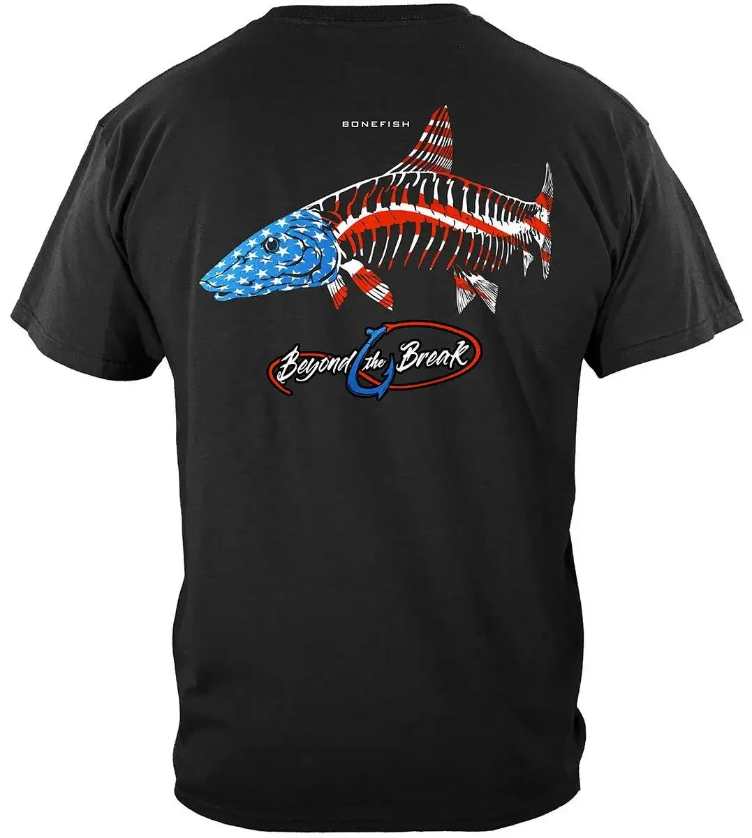 Rare American Flag Bonefish Skeleton Angler Gift T-Shirt Short Sleeve Casual 100% Cotton O-Neck Summer Mens T-shirt Size S-3XL