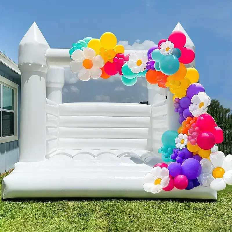 Casa de salto branca comercial para adultos pvc inflável grande casa de salto para crianças ventilador decorações de festa de aniversário de casamento