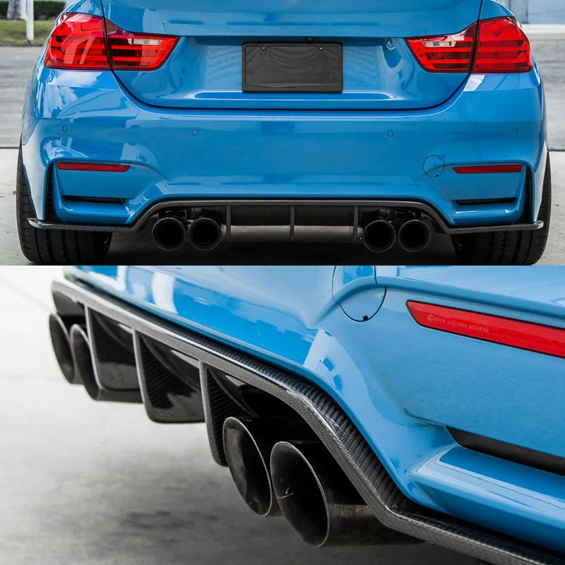 PSM Style Car Rear Lower Bumper Diffuser Spoiler Lip Body Kit For BMW 3 4 Serises F80 M3 F82 F83 M4 2015~2020 Carbon Fiber Color