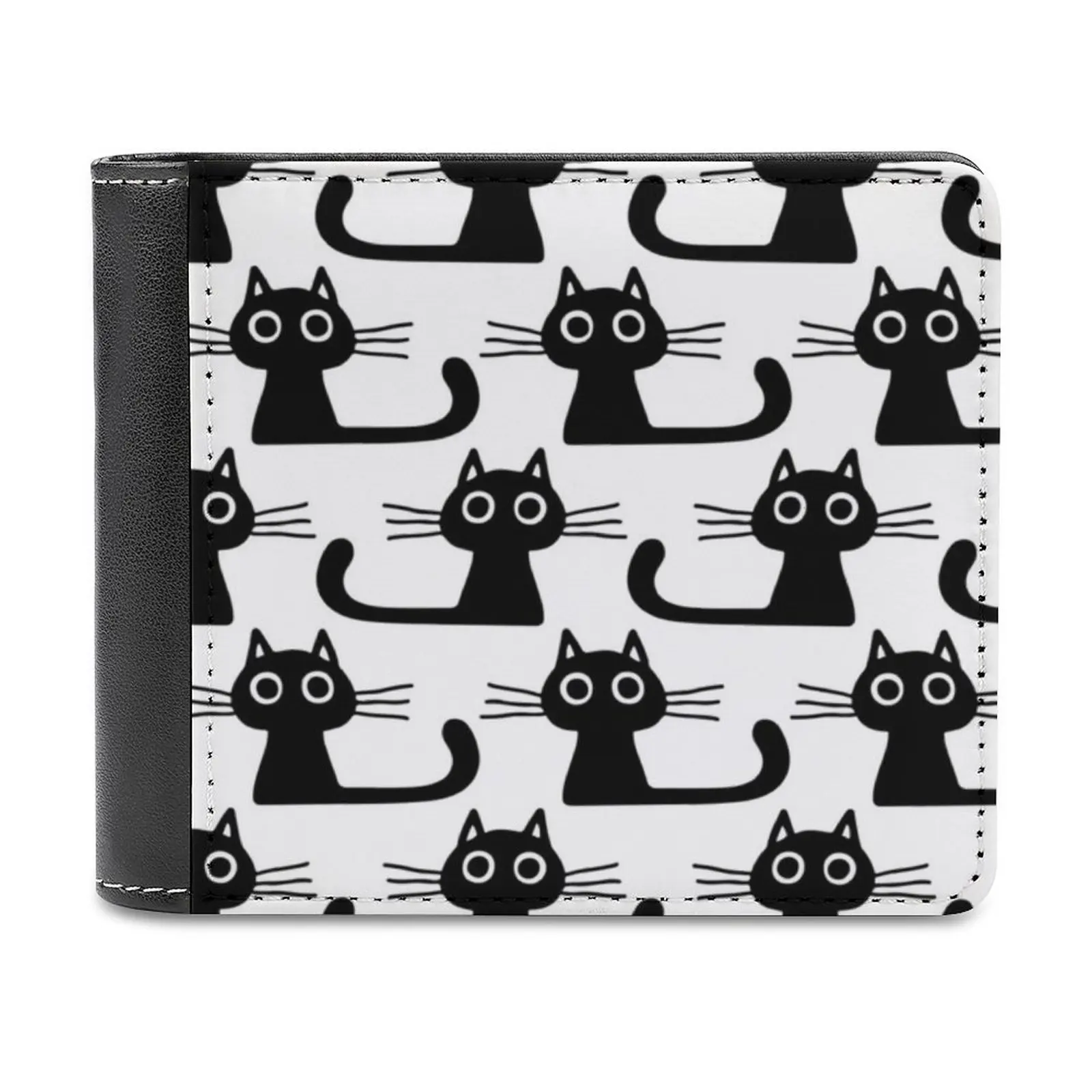 

Cutie Kitty Cat Wide Eyed Black Kitten Men's Wallet Purses Wallets New Design Dollar Price Top Men Leather Wallet Cat Kitty