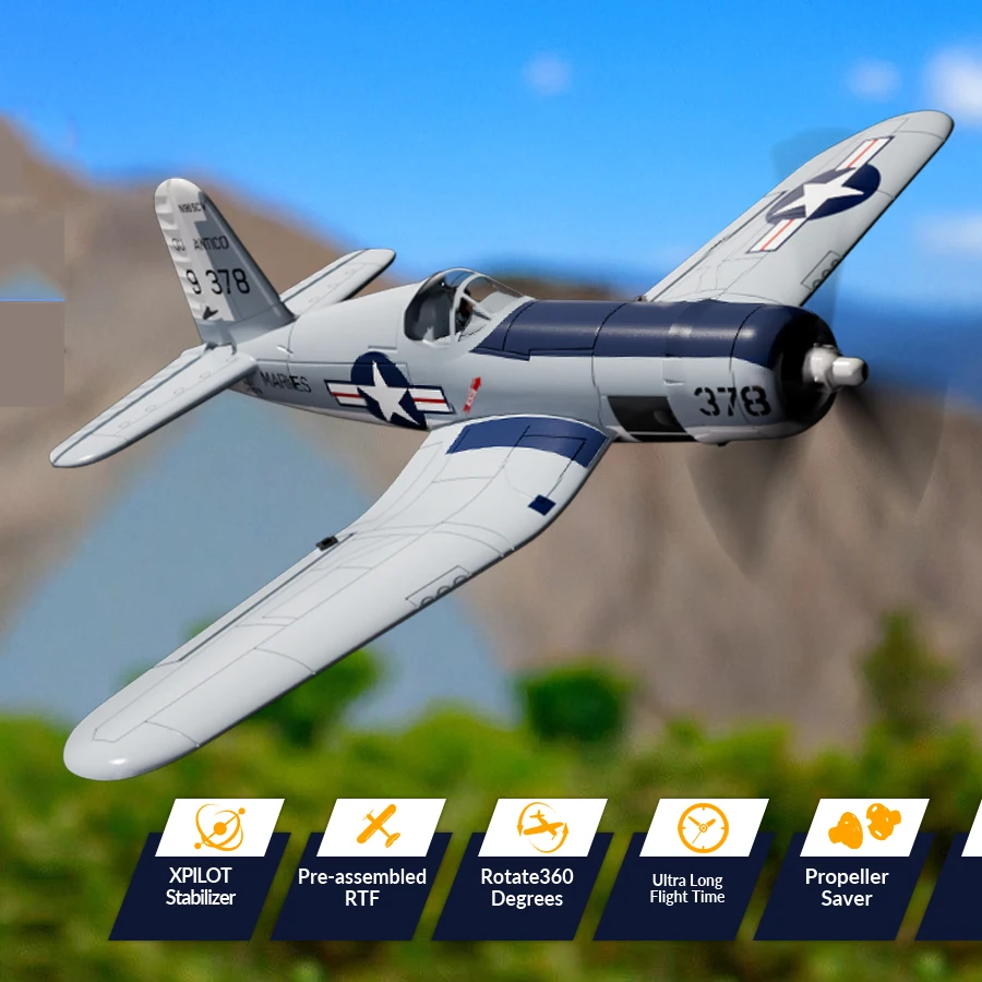 New Volantex F4U Corsair RC Plane 4CH EPP Foam 400MM Fixed Wingspan RC Aircraft One Key Aerobatic Low Battery Alarm RTF Airplane