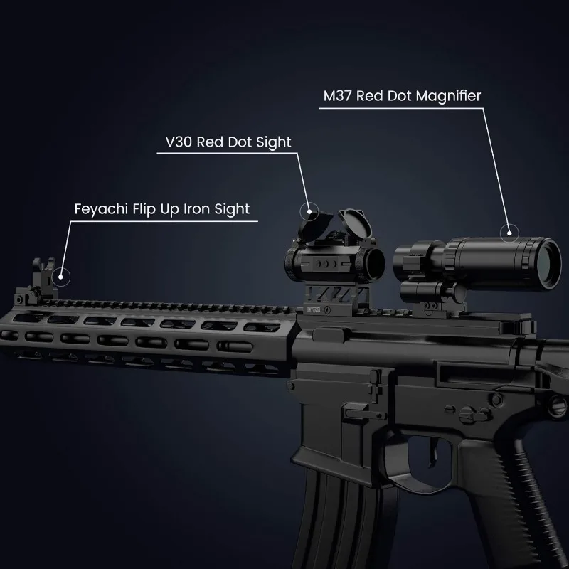 V30 2MOA Red Dot Sight with M37 1.5X - 5X Magnifier Combo, Absolute Co-Witness