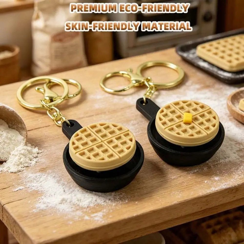 Rabbit cake Waffle Cake Keychain Mini Cartoon PLA Cheesecake Pendant 3D Printed Simulation Foods Keyboard Fidget Party Game
