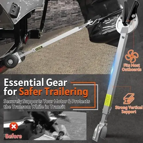 

Регулируемый усилитель транцевой балки 23-35 дюймов | Усиленная опора для лодочного мотора с роликами и креплениями для прицепа