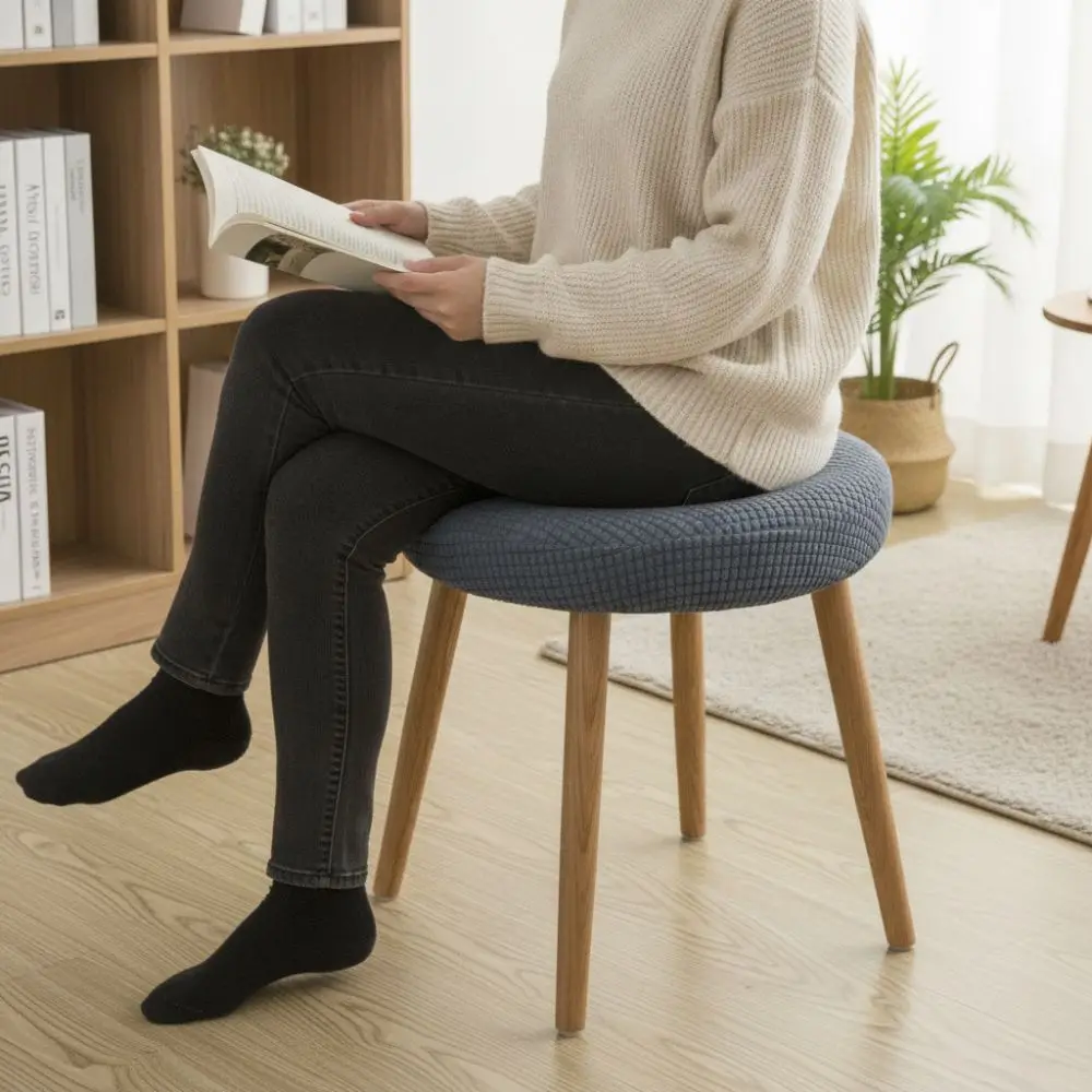 Soft Elastic Round Stool Chair Cover Wear-resistant Polar Fleece Bar Stool Covers All-inclusive Breathable Slipcover Bar Counter
