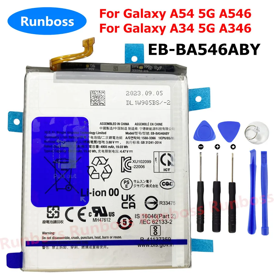 New 4905mAh/5000mAh EB-BA546ABY Mobile Phone Battery For Samsung Galaxy A54 5G A546/Galaxy A34 5G A346 Batteries