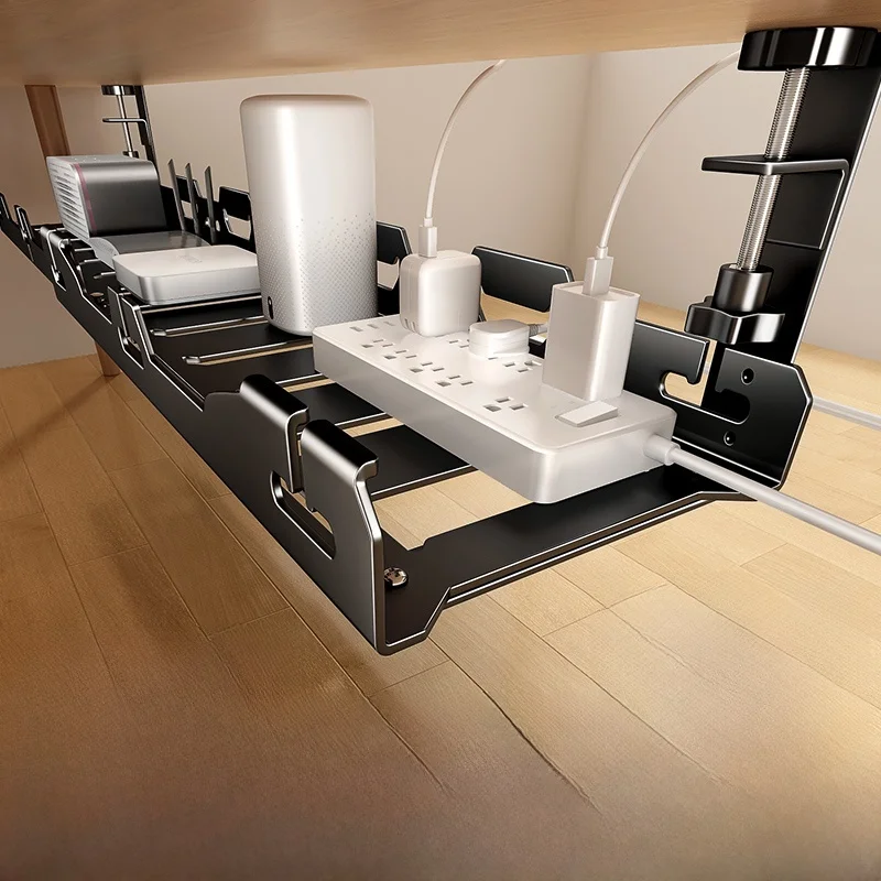 under Desk Cable Management Router Slot Wire Organizer Desktop Cable Tidy up Tool Wire Holder No Drilling Required