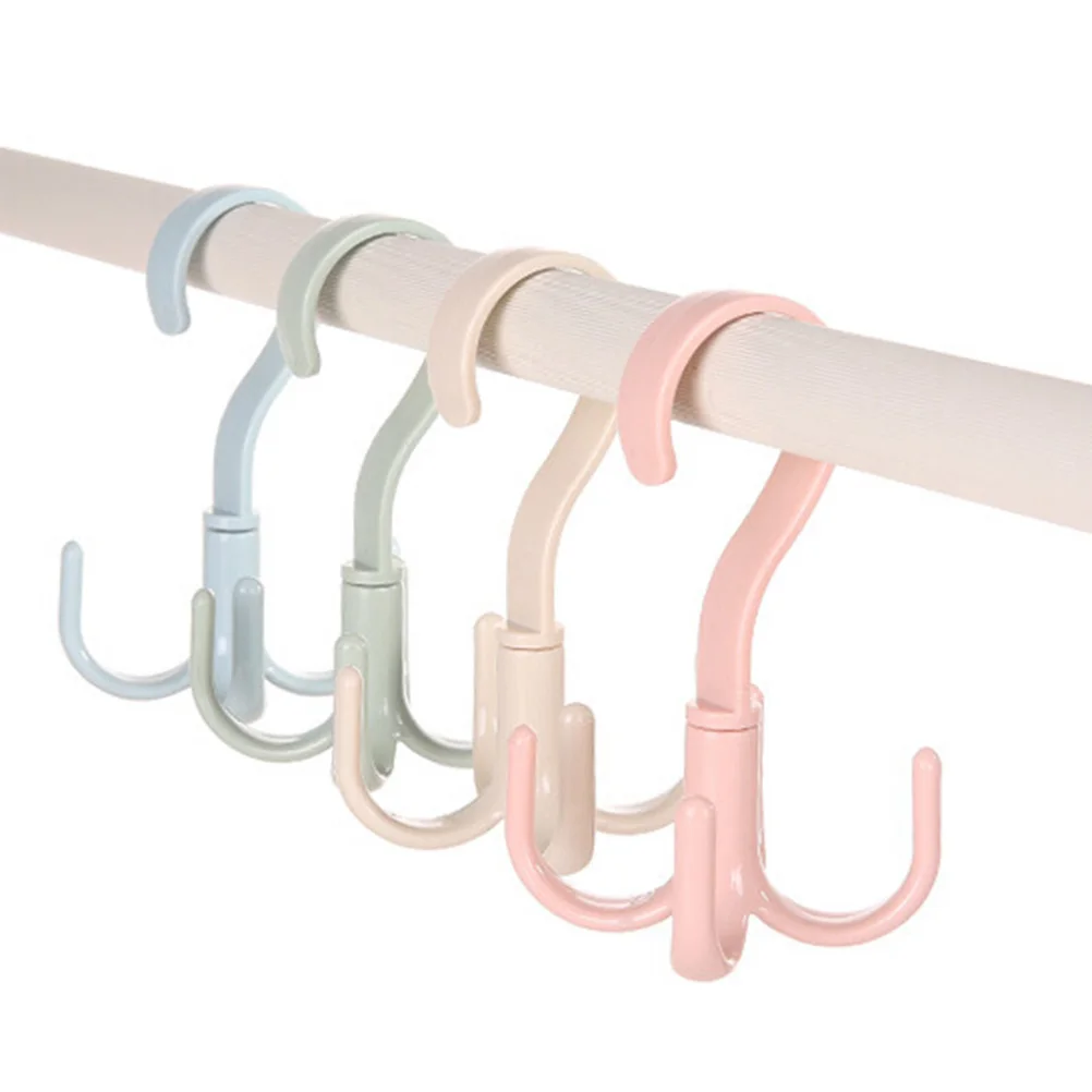 

4 pcs Rotatable Hooks Wardrobe Storage Hangers Smooth Polished 360° Turnable Bathroom Bedroom Closet Kitchen Tie Scarf Coat
