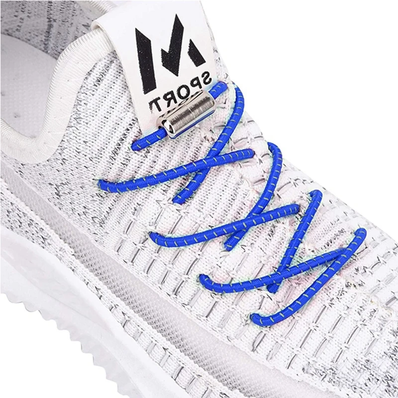 Metal Lock Round Shoe Laces Reflective Elastic Shoelaces For Sneakers Lazy Shoes Lace Without Ties Quick put on and take off