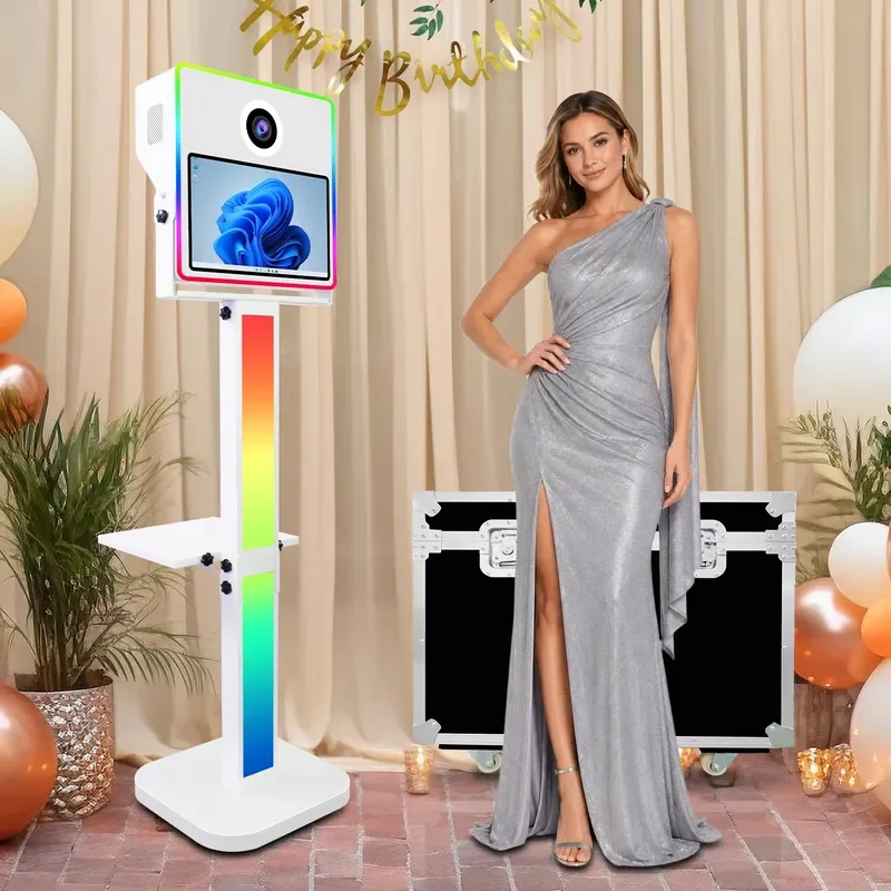 Portable Selfie Photo Booth with Printer Stand 15.6 Inch Touch Screen Digital SLR Camera for Graduation Parties