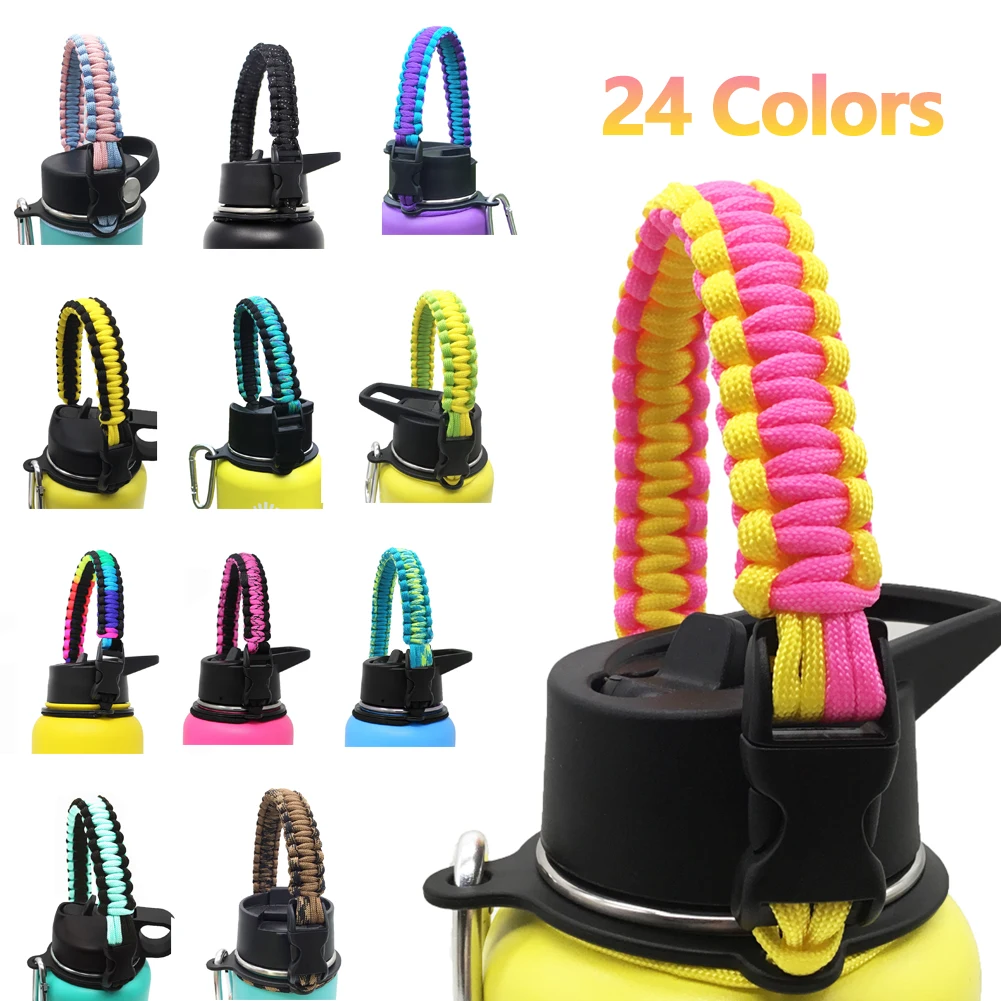 Correa para el hombro para botella de agua, mango de Paracord con correa para el hombro para botella de agua, otras botellas de boca ancha para 12oz a 64oz