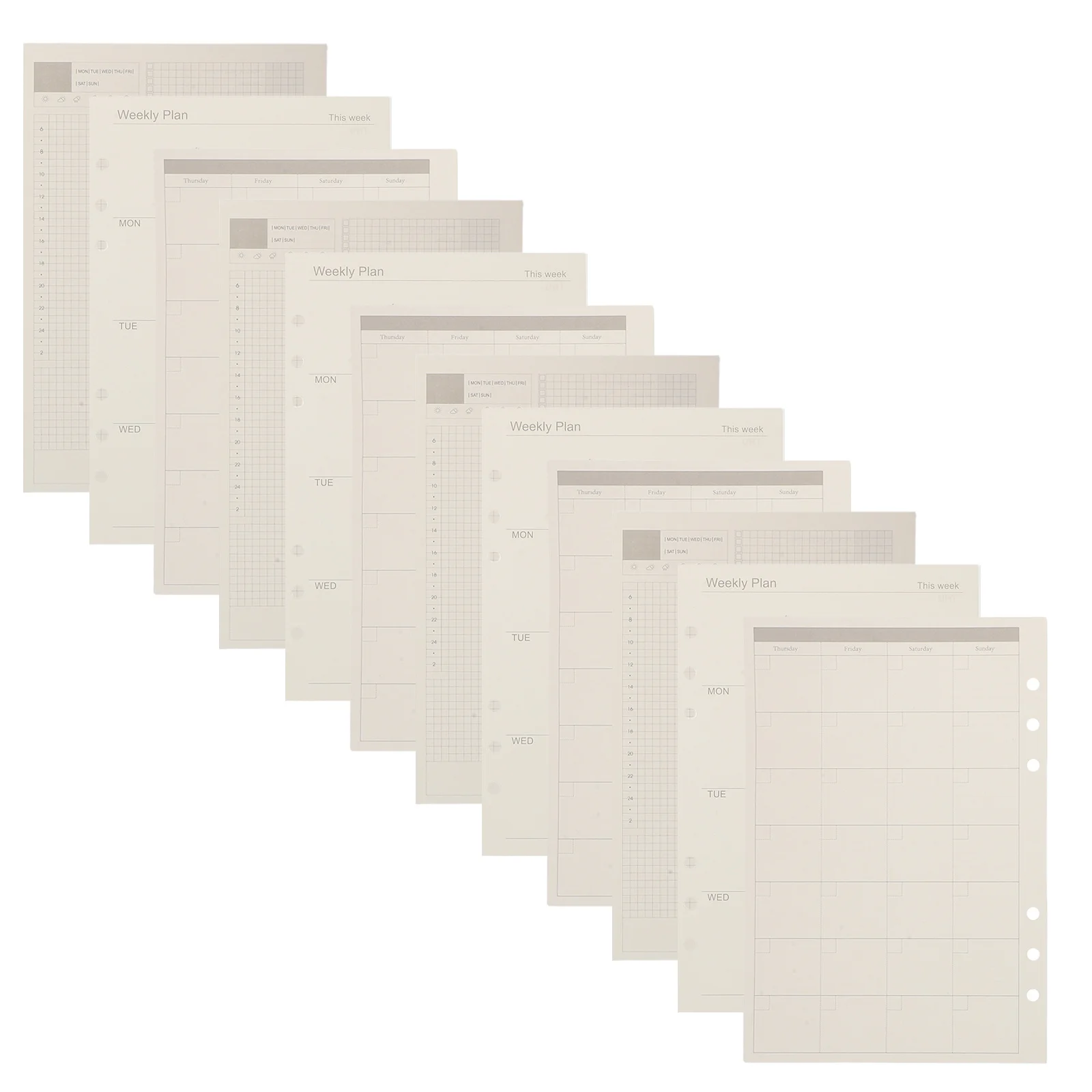 3 Books A5 6-Hole Planner Refills Daily Weekly Monthly Inserts Lined Loose Leaf Planner Binder Paper Loose Leaf A5 Inserts