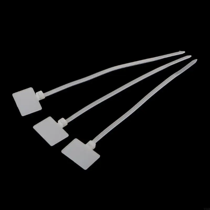 

Y51B 100 Pcs White Plastic Nylon Mark Tags Label Sticker Cable Zip Ties 2x11cm