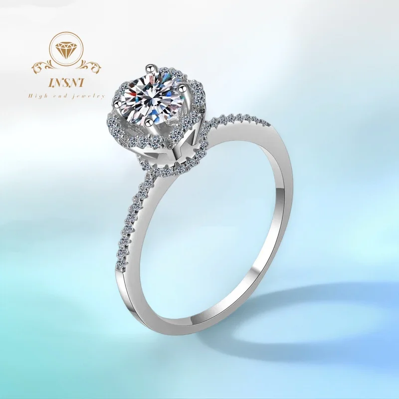 

0.8Ct S925 Silver Women's Moissanite Four Claw Wedding Band Certified Engagement Ring Free Gift Stylish Durable Jewelry