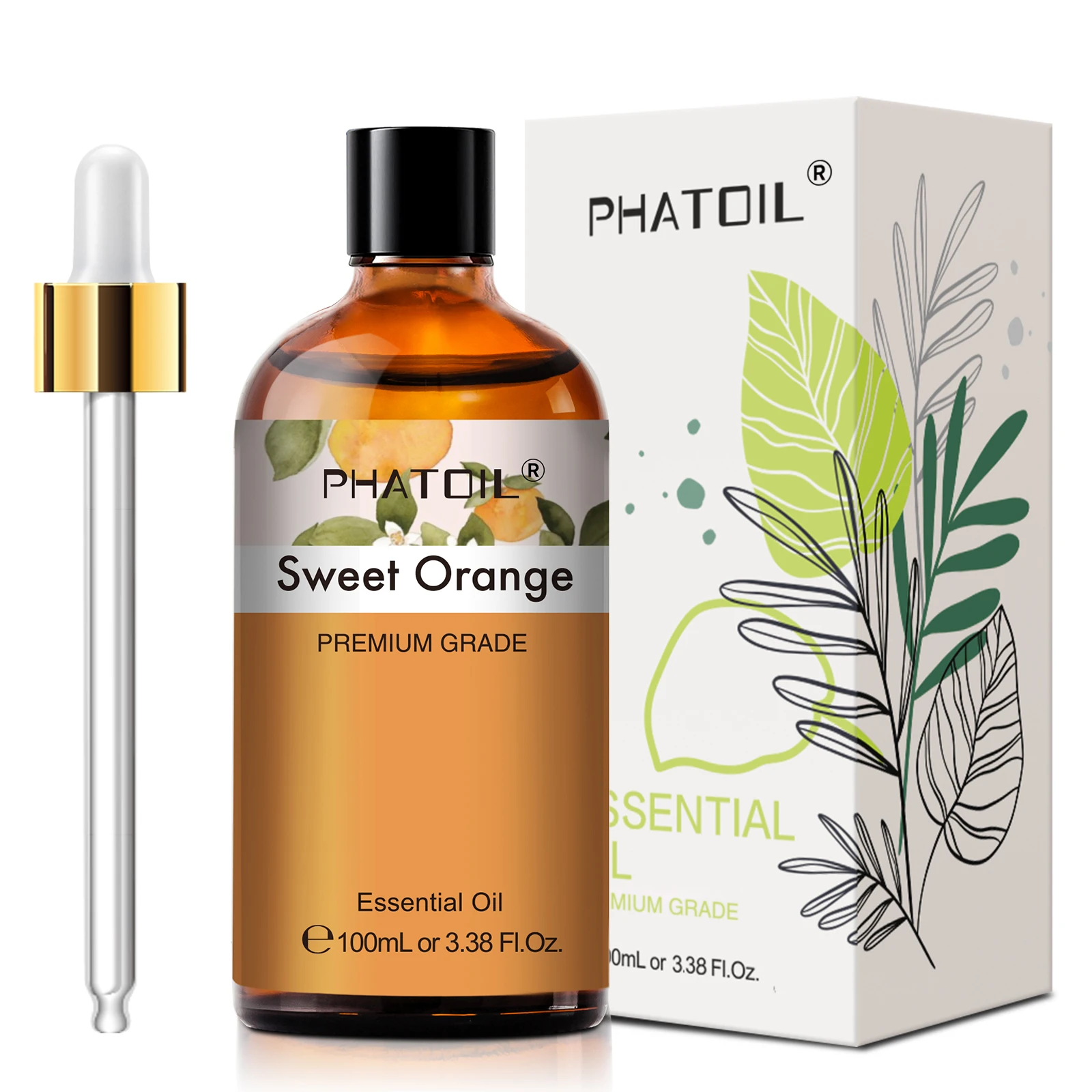 PHATOIL 100 ml ätherisches süßes orangefarbenes Öl für Diffusor-Aromatherapie, hochwertige ätherische Duftöle für die Kerzenherstellung, DIY-Seife