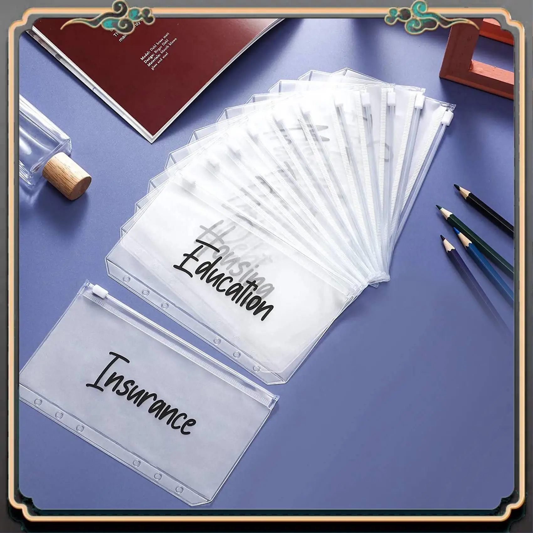 Reliable-2X A6 Binder Pocket With Notebook Cover,PVC Binder Cover,Waterproof 6-Ring Binder,Notebook, Multicolor