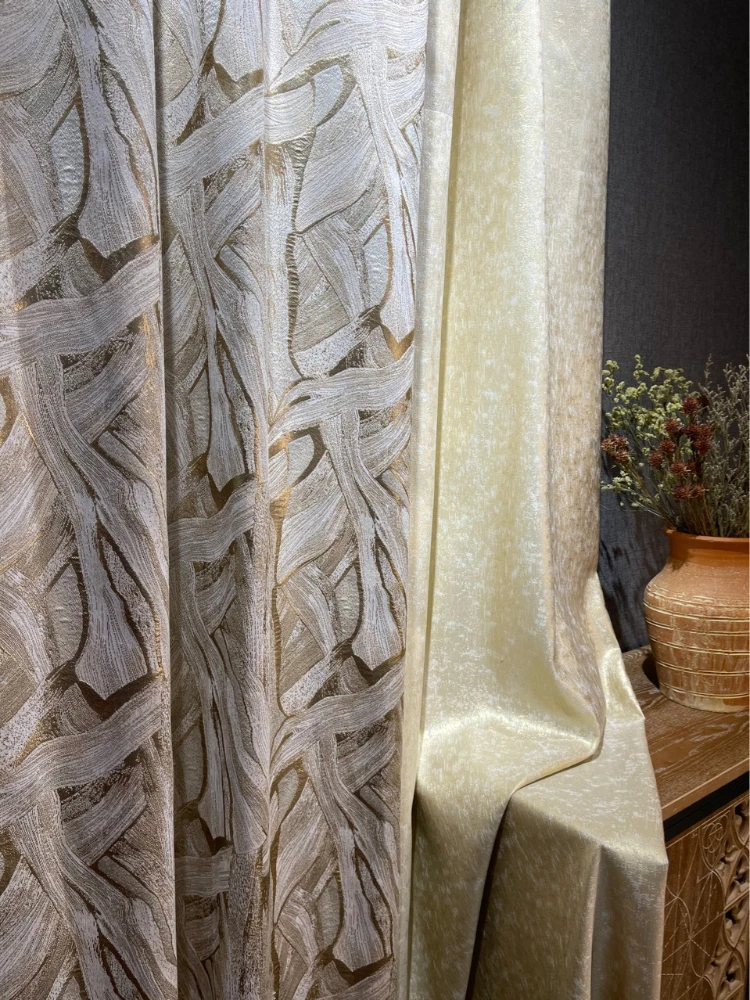 Nordic modern high-end high-precision fashionable light luxury splicing jacquard Curtains for Living dining room bedroom