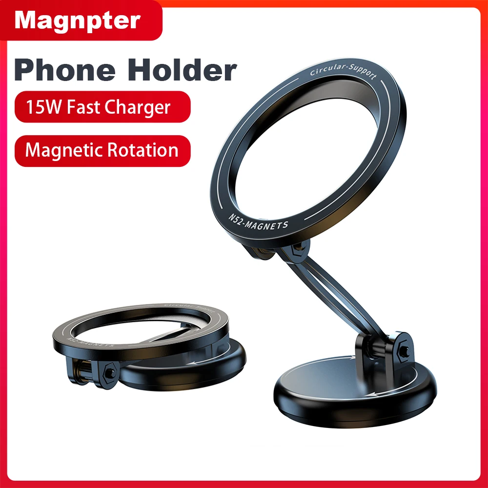 

15W Magnetic Car Phone Holder Wireless Fast Charger Mobile Phone Car Holder Car Mounting Bracket 720° Rotating Cell Phone Stand