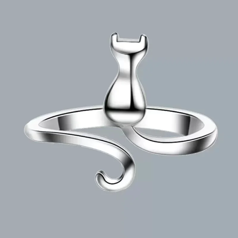 Fashionable, Simple And Cute Silver Plated Cat Lady ring, Suitable For Daily Wear And Gatherings, Is an Ideal Gift For Cat Enthu