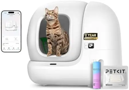 PuraMax 2 Automatic Self-Cleaning Cat Litter Box, App Control Automatic Litter Box with Safety Sensors, Odor Free &