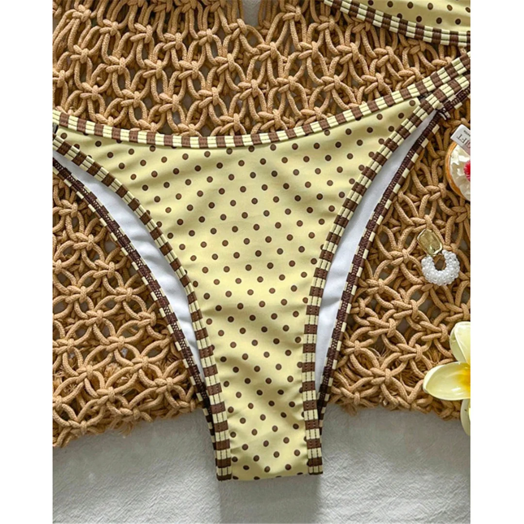 S - XL Polka Dot Bikini Damen Badeanzug Zweiteiliger Bikini-Set mit Polsterung und hohem Beinausschnitt Badebekleidung Badeanzug V8181 – Detail 8