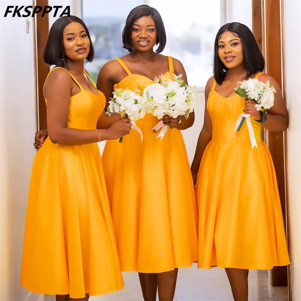 Wholesale Yellow Gold Short Bridesmaid Dresses A Line Corset Back High Quality Maids Of Honor Gowns Custom Made Vestido De Festa