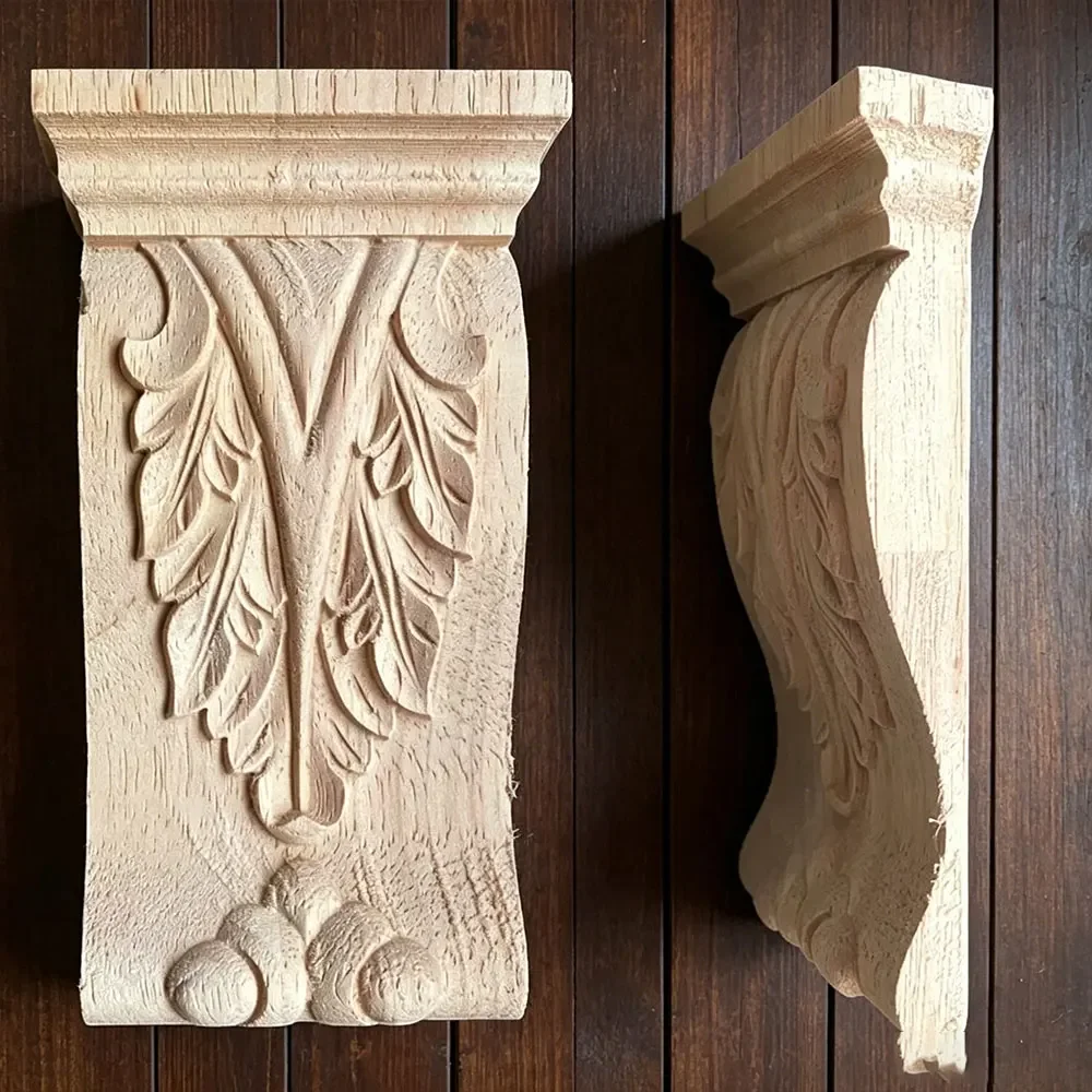Wood Appliques Flower Carving Decals Decorative Wooden Mouldings Cabinet Door Furniture Architecture Decoration Wood Veneer