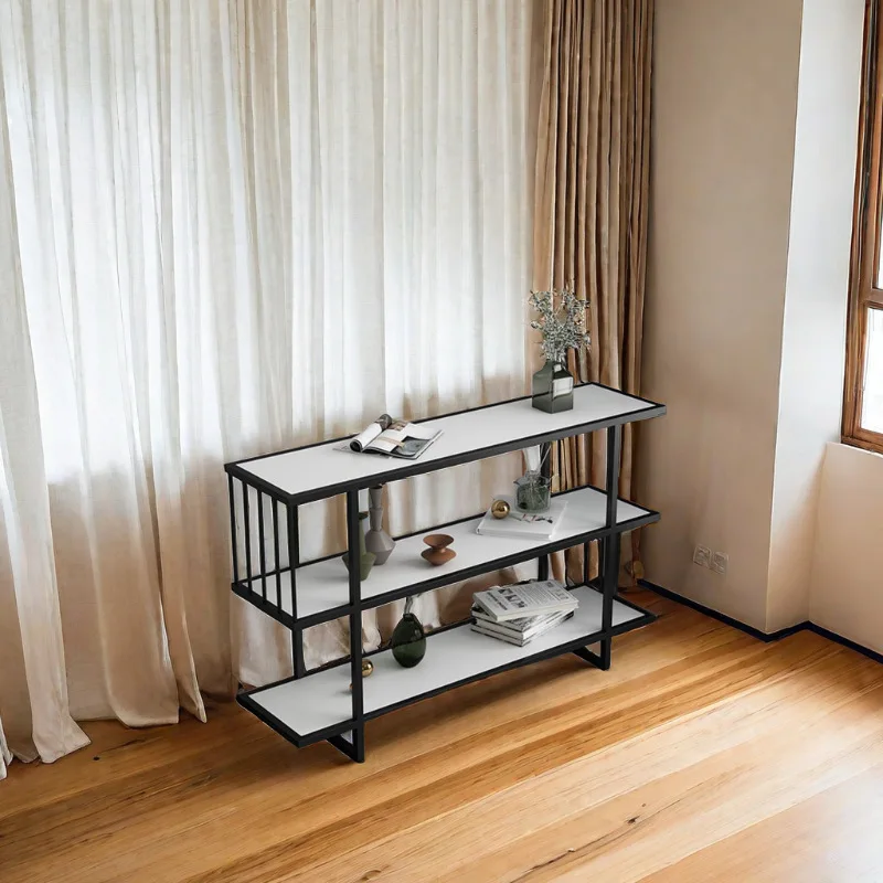 

Light luxury entrance table, living room shelf, wrought iron book shelf, bedroom locker, floor-to-ceiling rock slab display