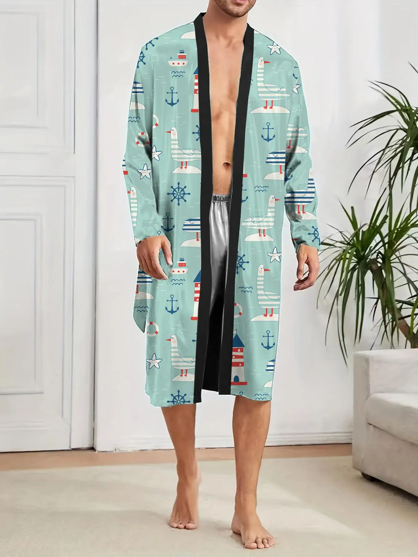 1pcs Men's Robes 2026 Spring/Summer robe 3D Printed Bathrobe Bathrobe men sleepwear Graphic Breathable Robe man