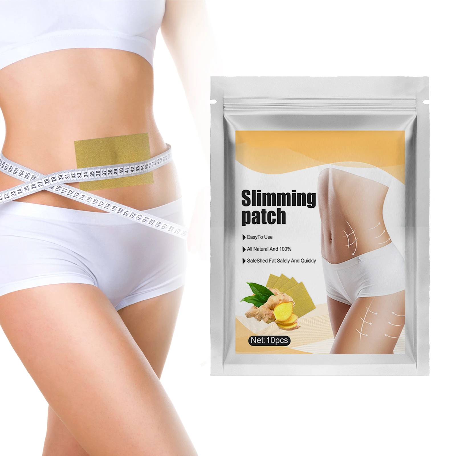 

10 шт., наклейки для похудения с имбирем, моделирующие пупок, наклейки для плотного бедра, маленькая талия, наклейки для похудения, акупунктурные точки, домашние портативные