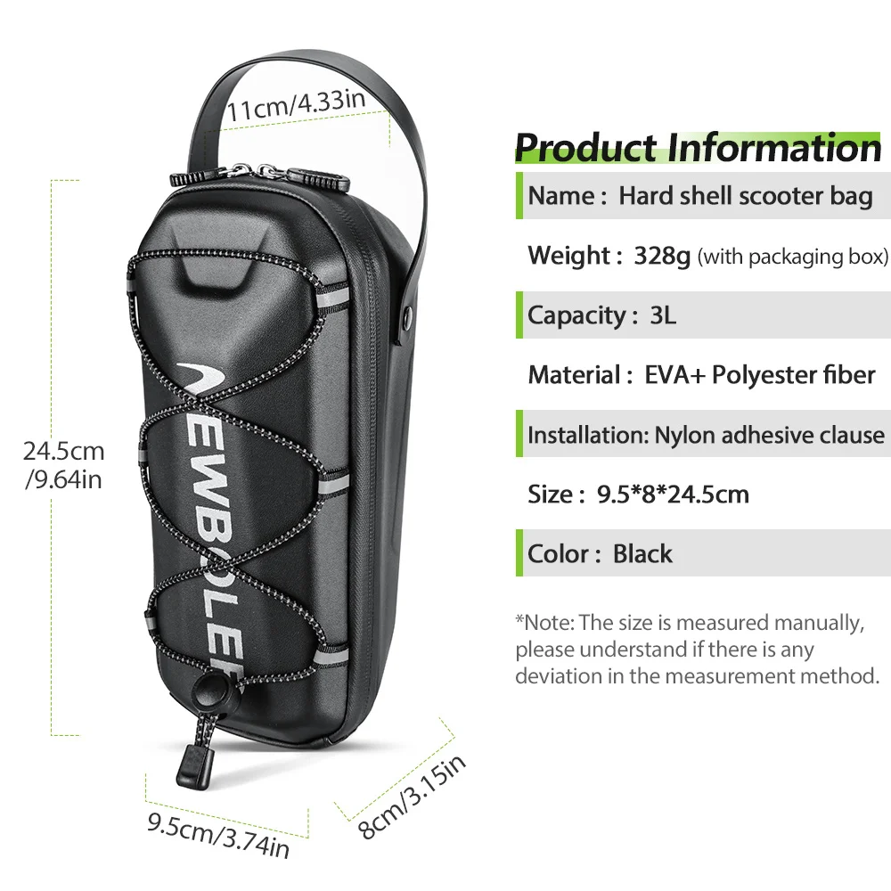 NEWBOLER Elektroroller-Fronttasche, Lenker, wasserabweisend, Schnellverschluss, 3 l/5 l, EVA, große Kapazität, Universal-Roller-Fronttasche – Detail 1