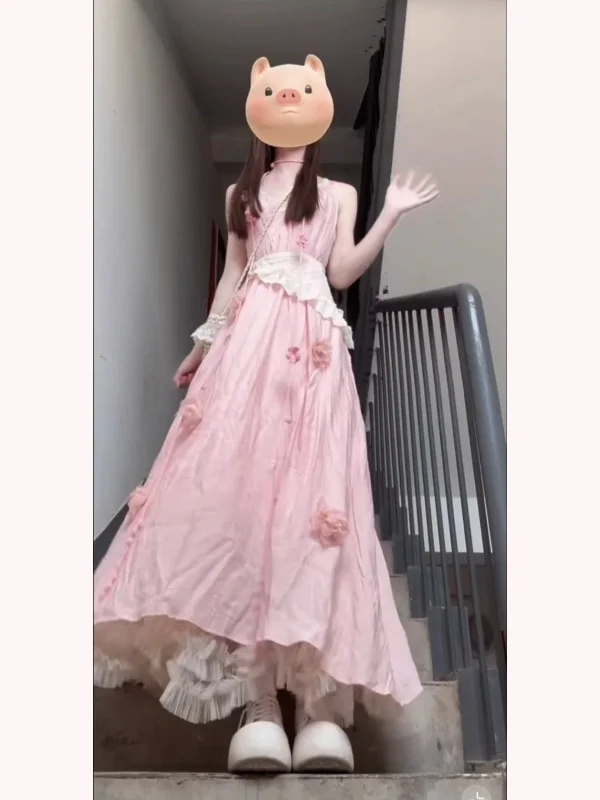 Ele Summer Floral Print ter Dr Falda acampanada de longitud media para mujer Tela suave No-Sve V-Ne Casual Commute Dr