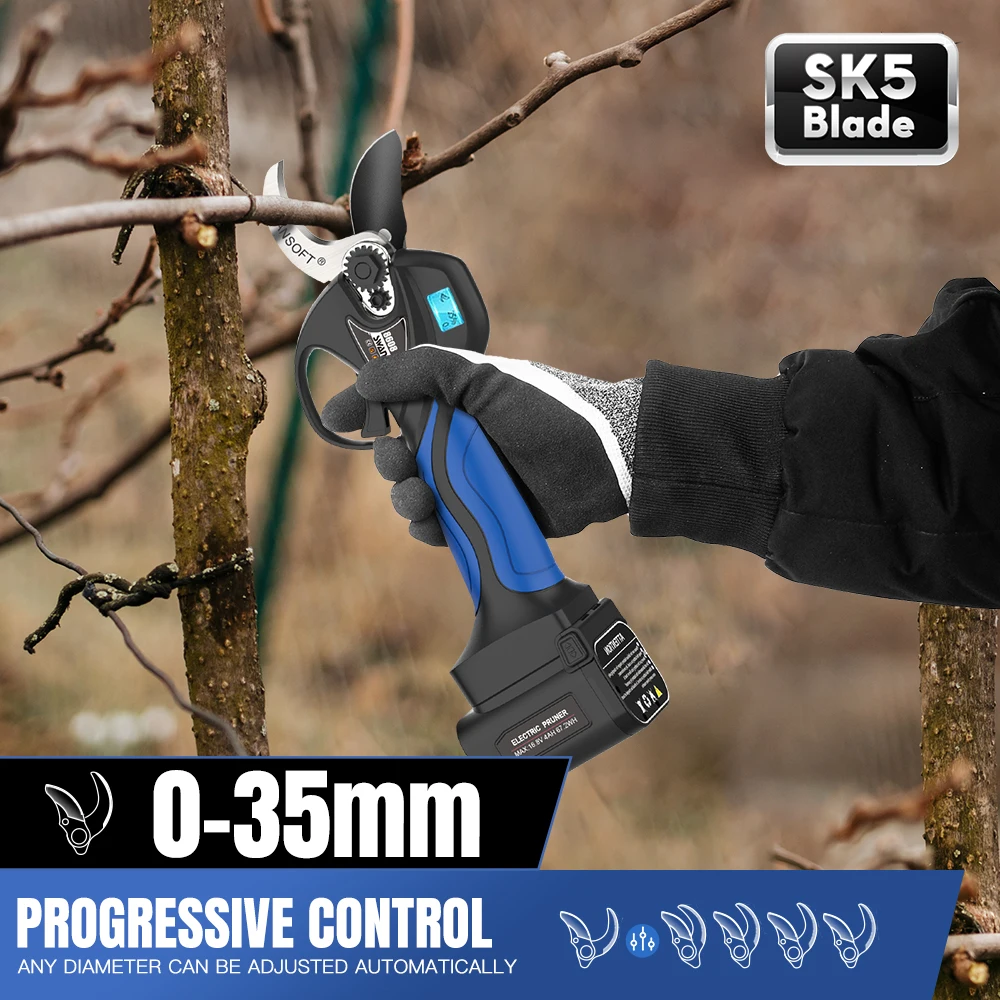 Swansoft 8608 28mm cordless electric pruning shear with progressive cutting function, 16.8V 4Ah battery