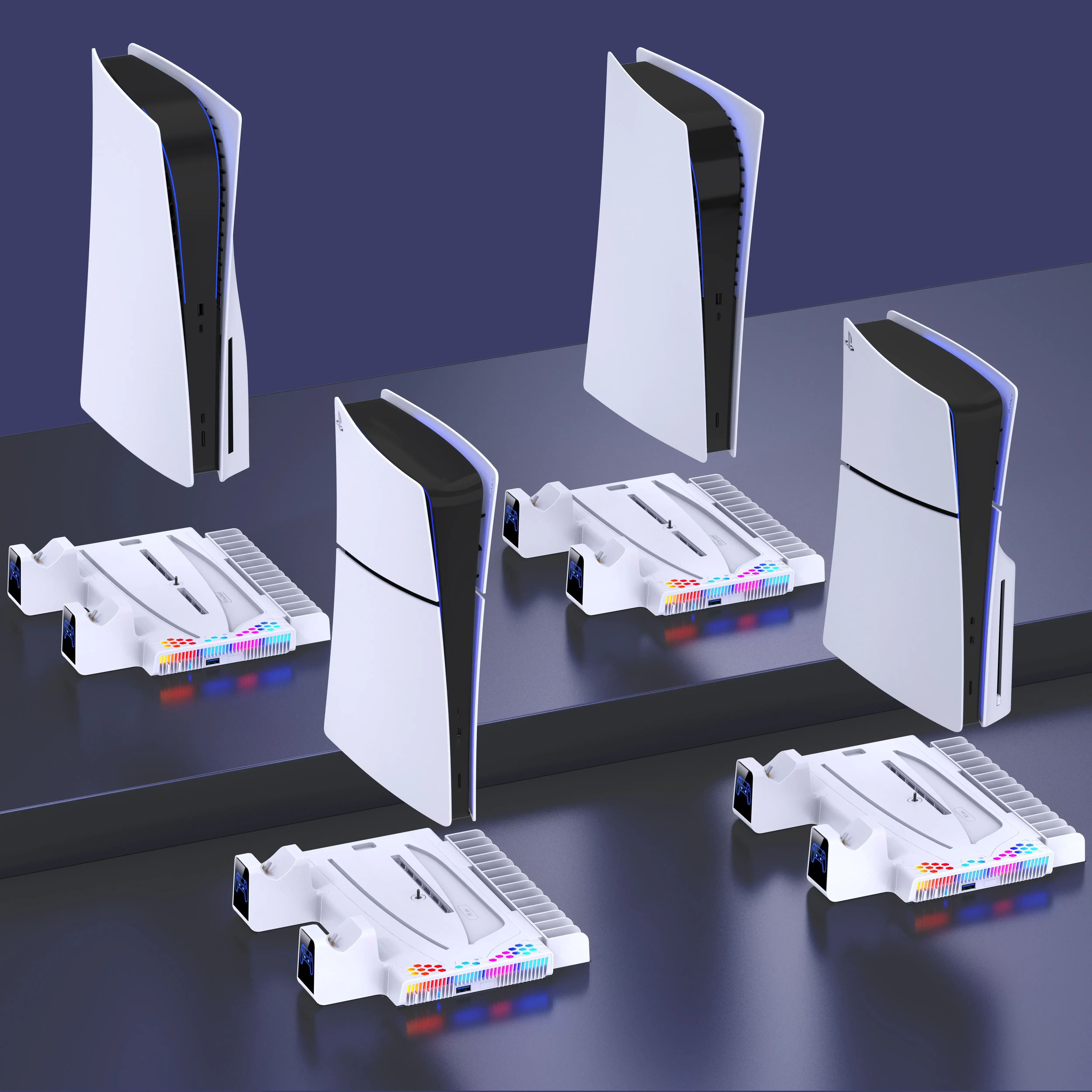 محطة تبريد عمودية RGB ، شاحن تحكم للبلاي ستيشن 5 ، نحيف ، رقمي ، قرص #2