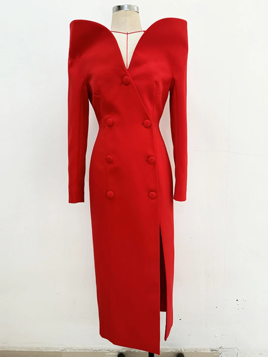 Twotwinstyle sólido solto temperamento trench para mulheres com decote em v mangas compridas retalhos duplo breasted casaco roupas femininas novo