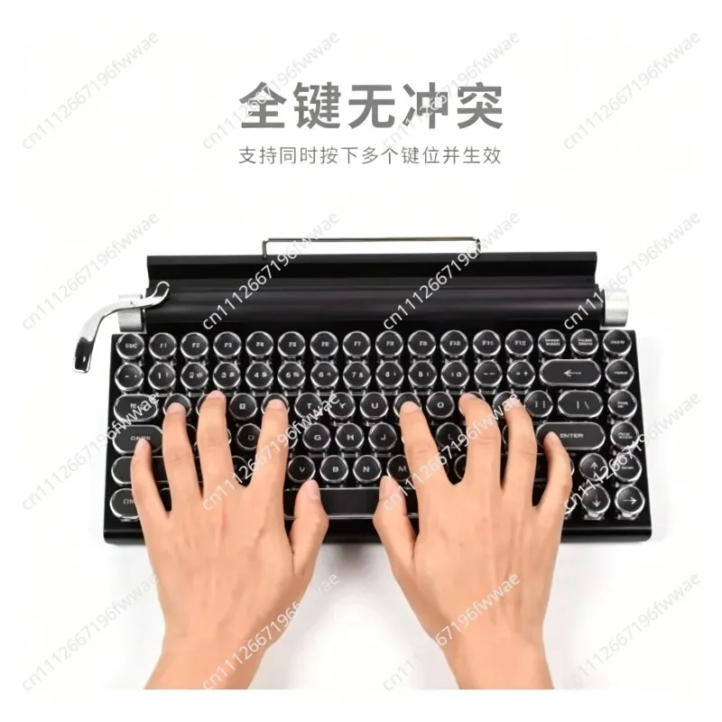 Retro Typewriter Mechanical Keyboard Wireless Bluetooth Dual Mode Computer Tablet Compatible Vintage Design Keybaord
