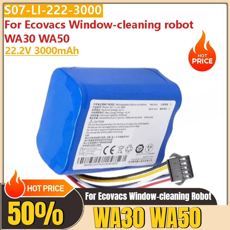 

S07-LI-222-3000 22.2V 3000mAh Battery for Ecovacs Window-cleaning Robot WA30 WA50