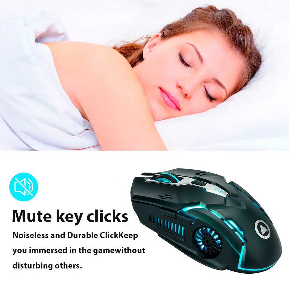 Ergonomic Wireless Gaming Mouse RGB Mute Mause LED Backlit3200 Dpi 6 Button G5 USB Mechanical Mause for PC Laptop Computer Gamer