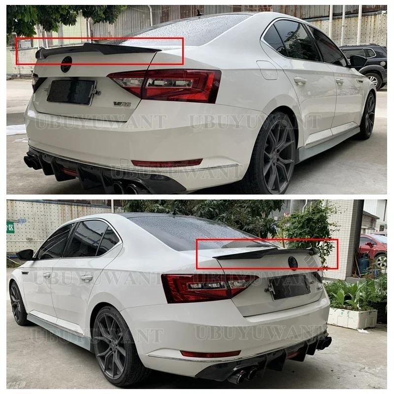 Car Accessories For Skoda Superb 2015- 2019 CARBON FIBER Tail Trunk Boot Lip Wing Rear Spoiler Decoration