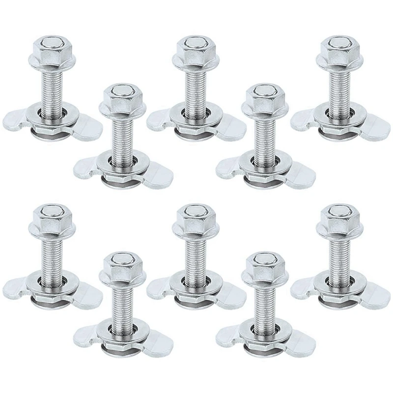 ABRU-2X L Track Threaded Stud Fittings L-Track Threaded Double Stud Lug Fitting Tie Down, Used With L Track Rails, Silver