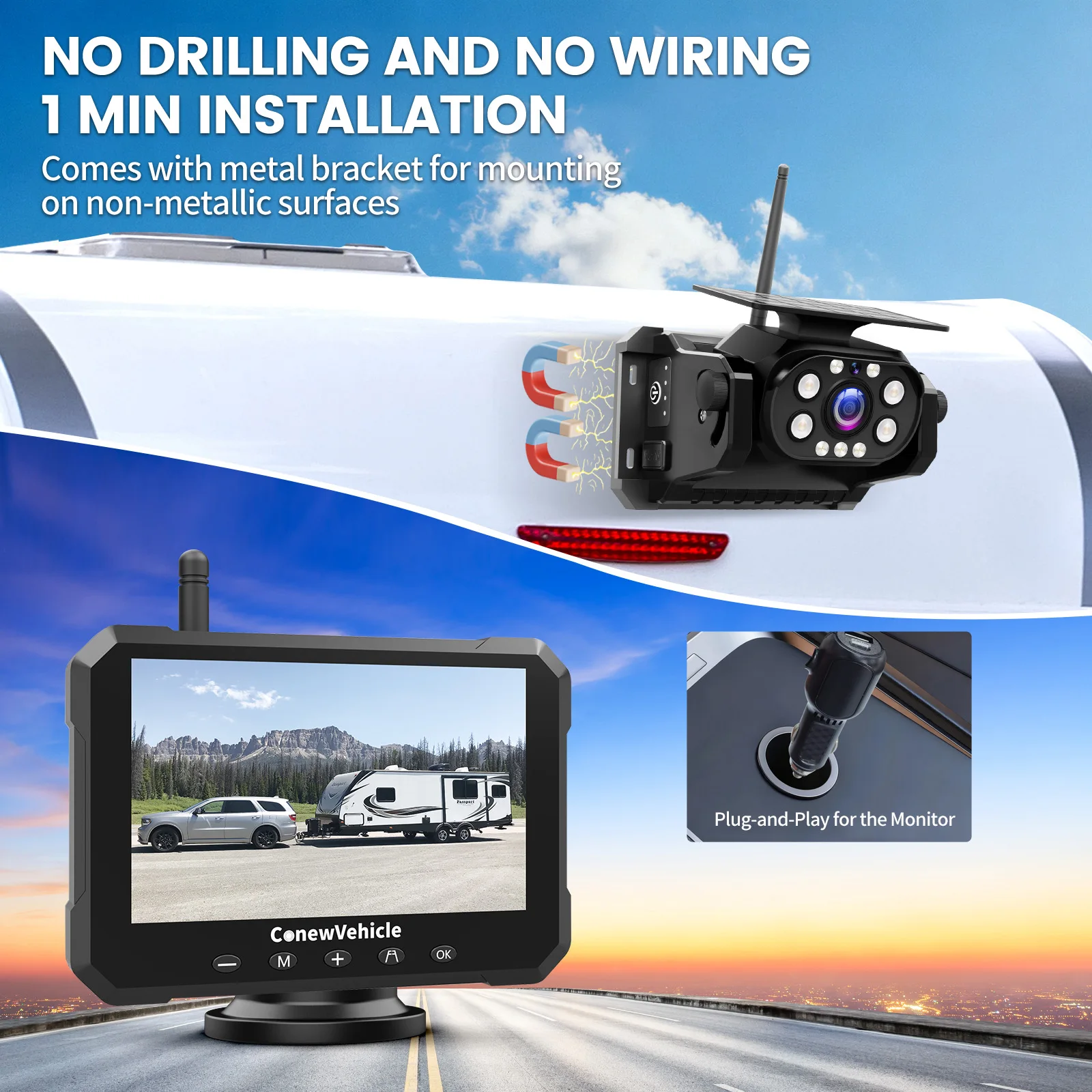 Solar Magnetic Wireless Backup Camera 5