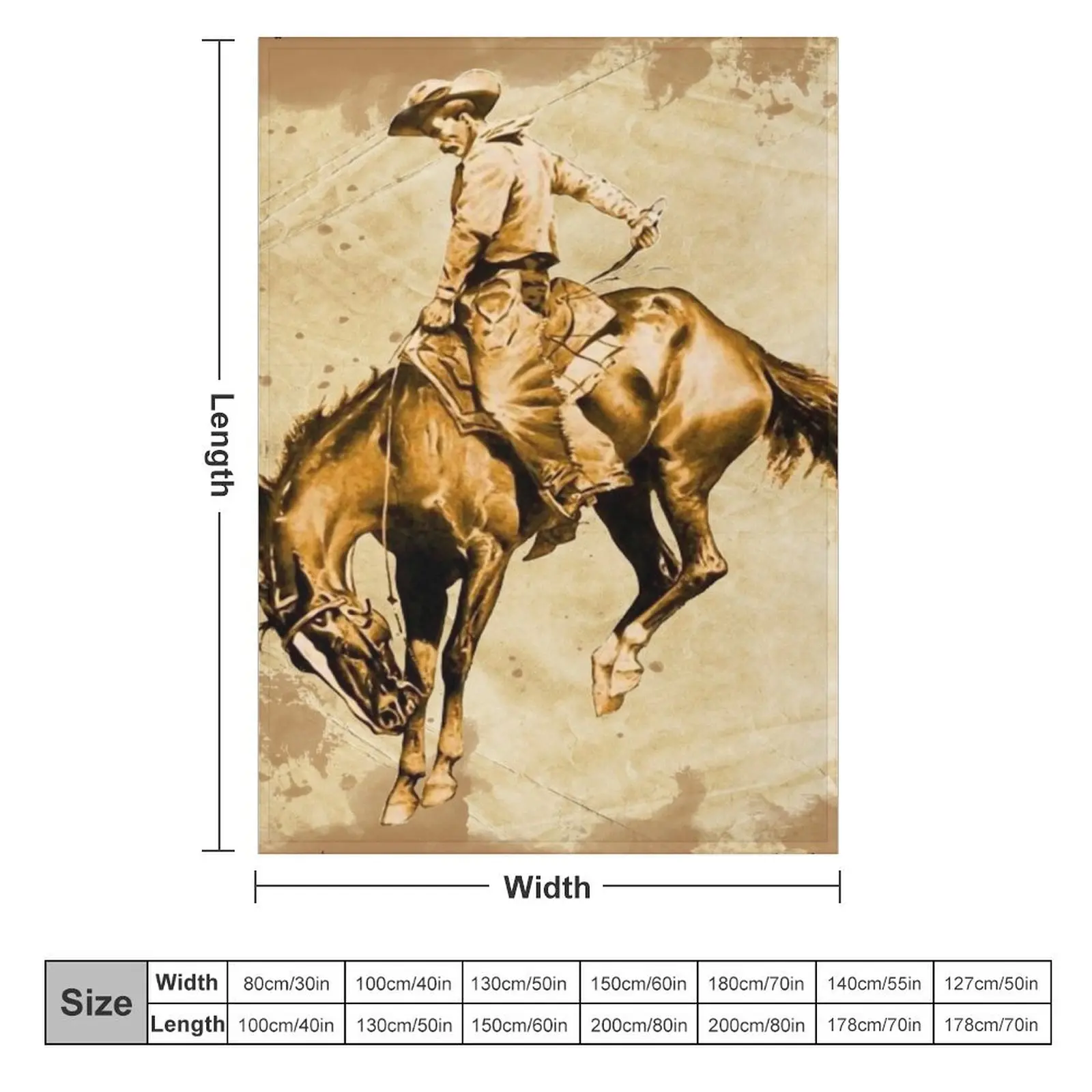 Western Vintage Cowboy Bronc Rider Throw Blanket Thin Giant Sofa Kid'S wednesday Blankets