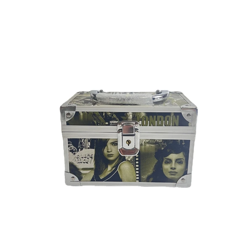 

Hard handle one-way wheel storage bag, solid color beauty green buckle, makeup box