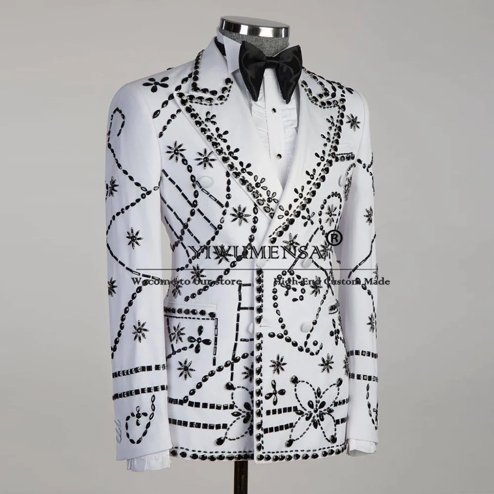 

Роскошные ювелирные изделия с камнями и орнаментом, мужские двубортные пиджаки, брюки, комплект из 2 предметов, смокинг для жениха, формальный вечерние смокинг, блейзер по индивидуальному заказу