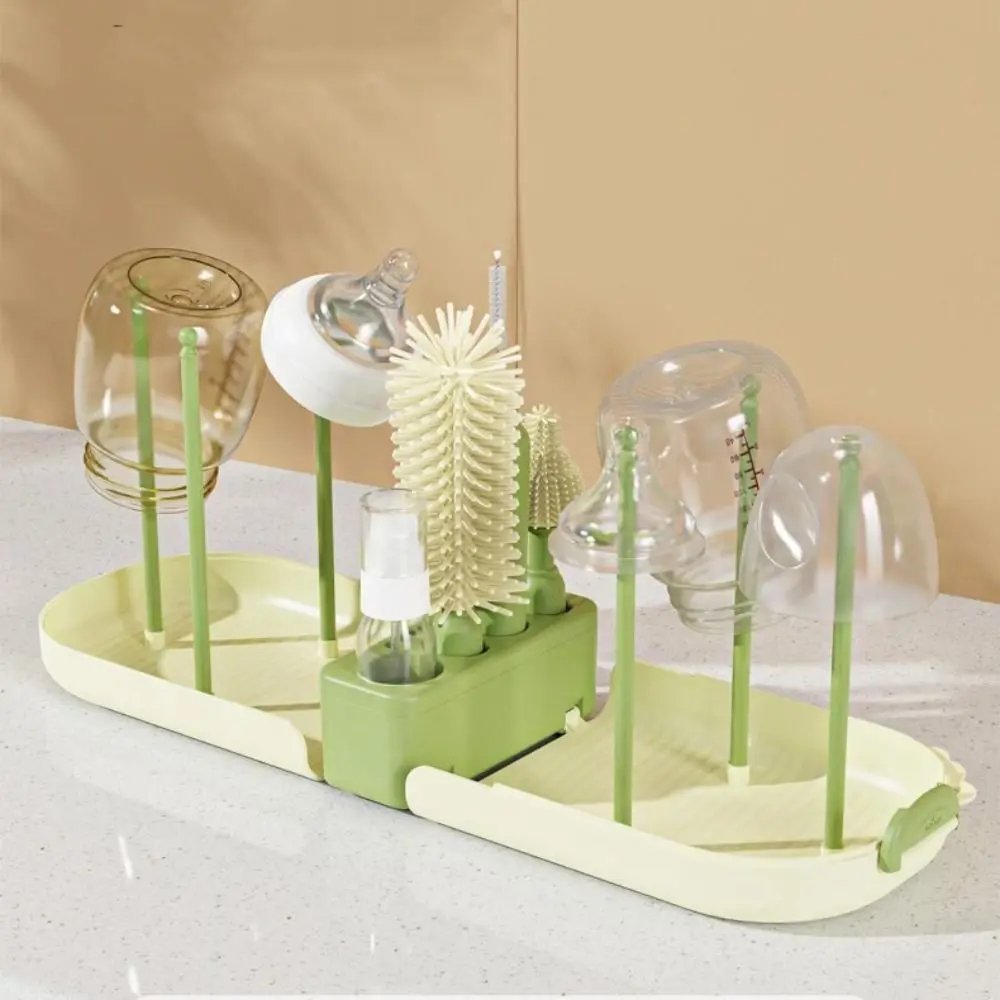 Convenient Baby Bottle Brush Set with Stand 360 Degree Rotation Newborn Bottle Cleaner Water Bottle Cleaner Long Handle