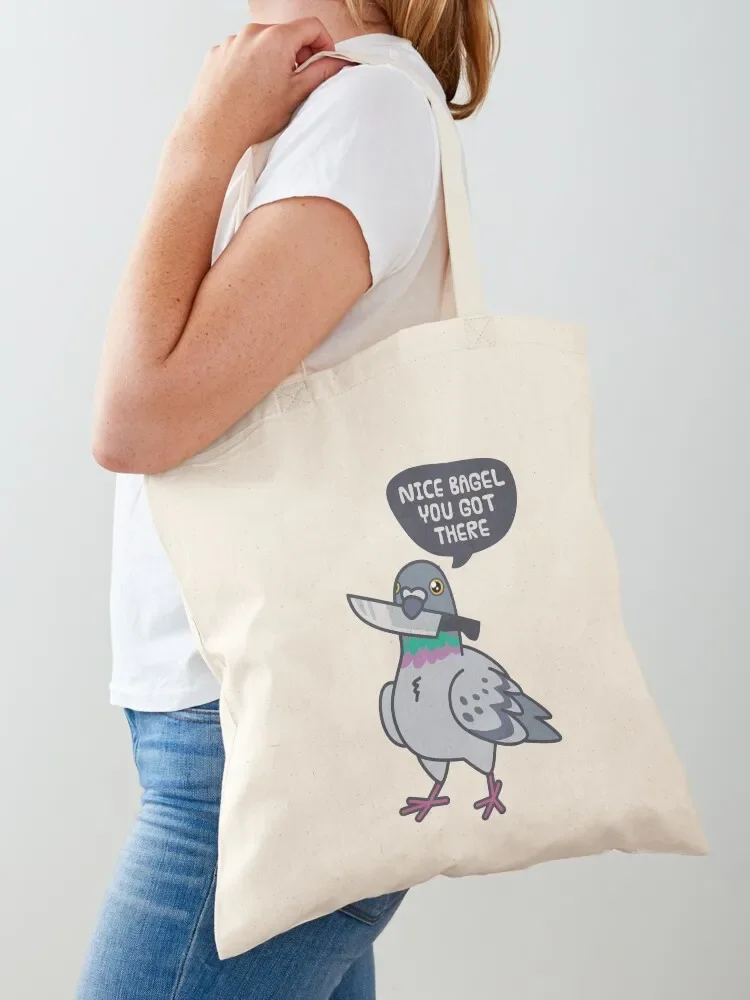 Cute Pigeon With A Knife Tote Bag shopper bag women canvas personalized Lady bags custom