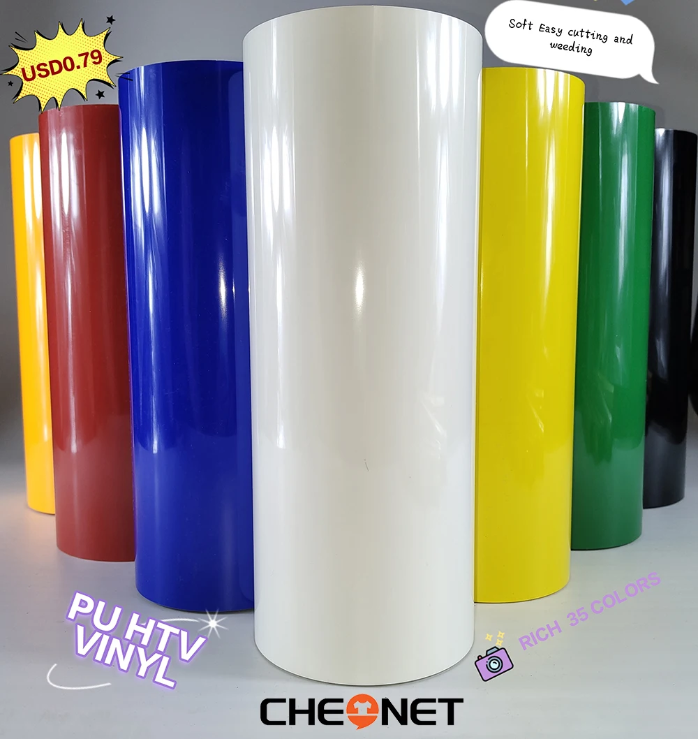 CHEONET HTV ---12"x40"/30.5cmx100cm ECO PU Heat Transfer Vinyl With Sticky Back T-shirt Iron On HTV Film Pattern Press DIY Craft