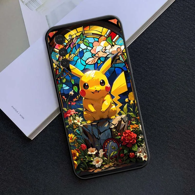 P-P-Pikachuss أنيمي لطيف لموتورولا G85 حافة 50 G24 G35 G14 G04 40 G72 G34 G G54 G13 G32 5G غطاء الهاتف الأسود