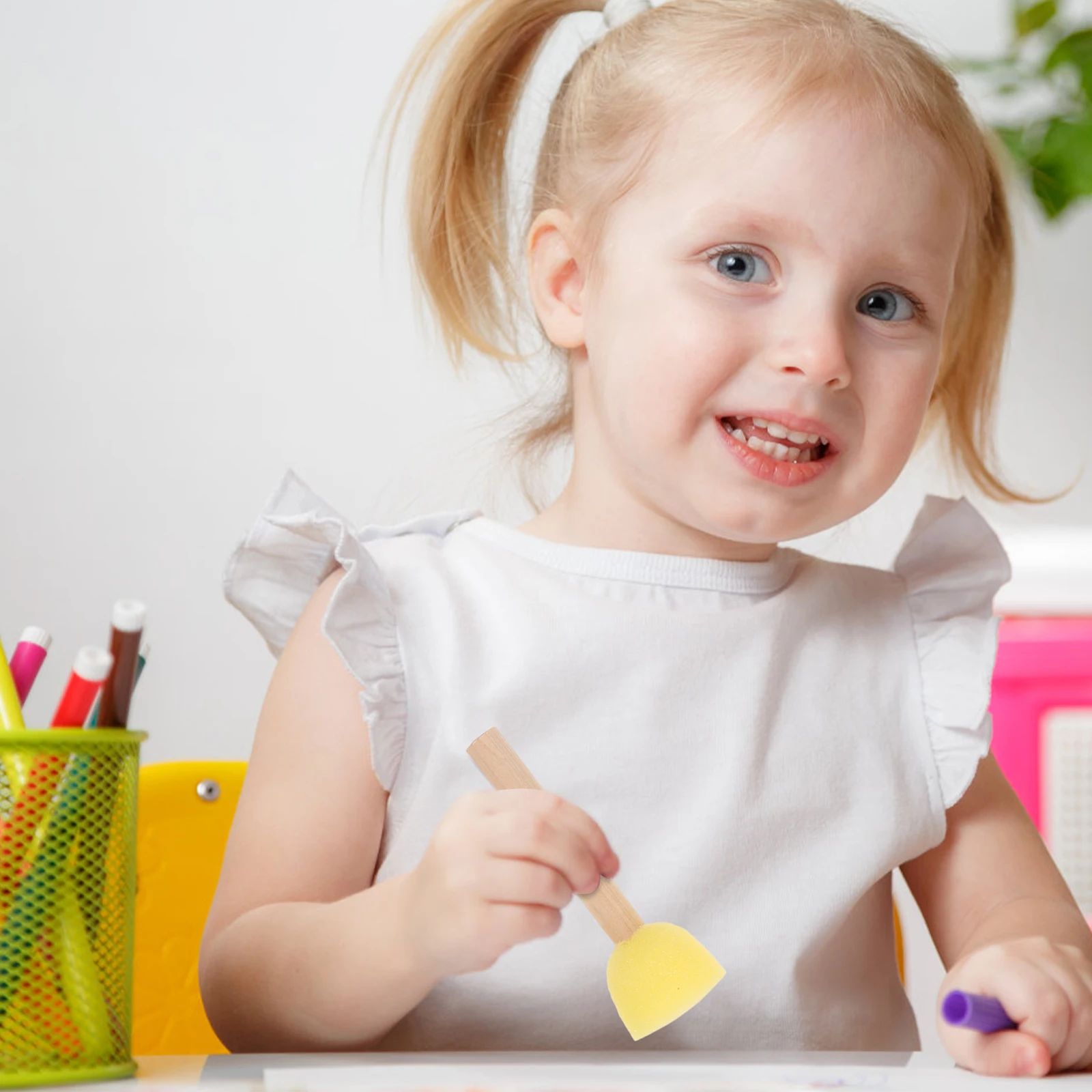 

25Pcs Kids Sponge Stampers Paint Brushes Ergonomic Non Slip Comfortable Hold for DIY Painting Graffiti Sponge Brush Art Supplies