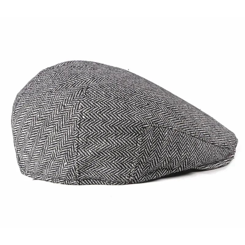 Men\'s Fashion Beret Caps High Quality Autumn Winter Wool Herringbone Flat Cap Classical Artist Painter Style Male Gorras